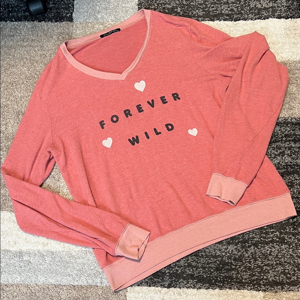 WILDFOX Forever Wild v-neck baggy beach jumper sweatshirt, size XL GUC!